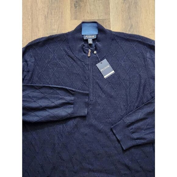 NWT Jos. A. Bank Argyle Wool Blend 1/4 Zip size men's 4X Blue Longsleeve stretch - Picture 1 of 7